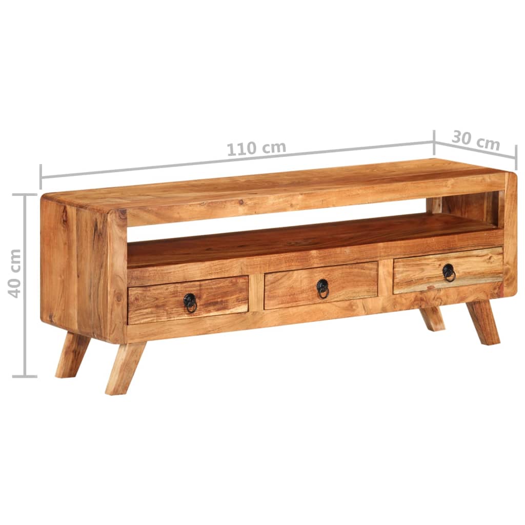 vidaXL Meuble TV 110x30x40 cm Bois d'acacia massif