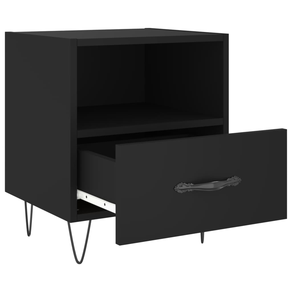 vidaXL Tables de chevet 2 pcs noir 40x35x47,5 cm bois d’ingénierie