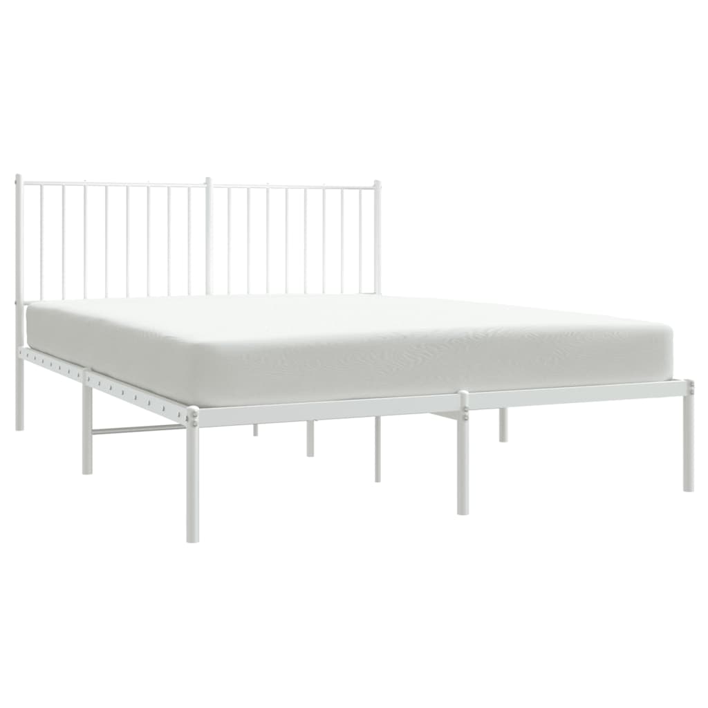 vidaXL Cadre de lit métal sans matelas et tête de lit blanc 135x190 cm