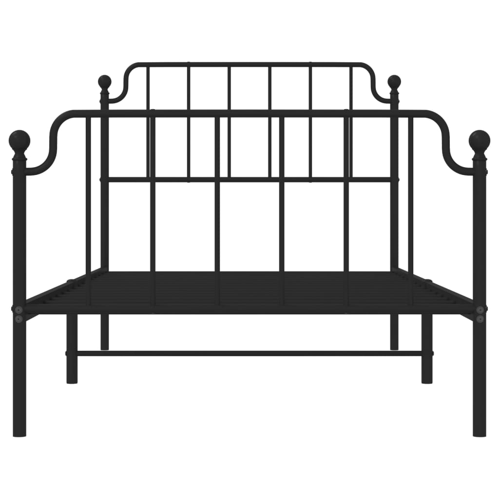 vidaXL Cadre de lit métal sans matelas avec pied de lit noir 100x190cm