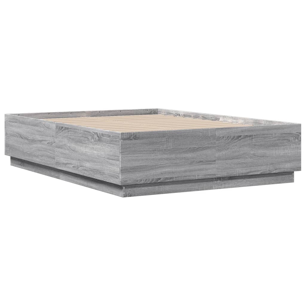 vidaXL Cadre de lit sonoma gris 135x190 cm bois d'ingénierie