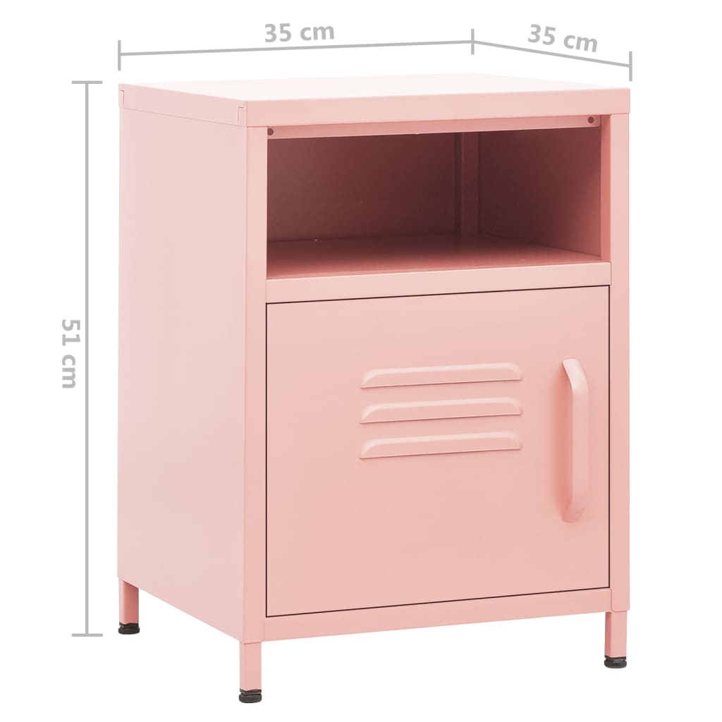 vidaXL Table de chevet Rose 35x35x51 cm Acier