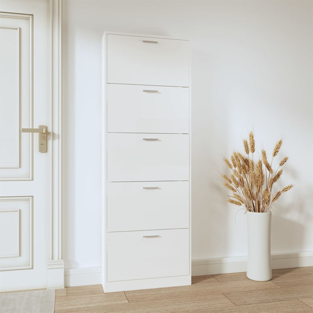 vidaXL Armoire à chaussure Blanc brillant 59x17x169 cm Bois ingénierie