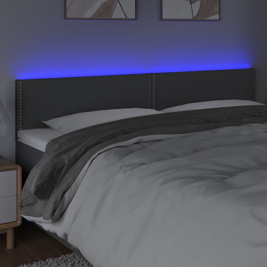 vidaXL Tête de lit à LED Gris foncé 180x5x78/88 cm Tissu