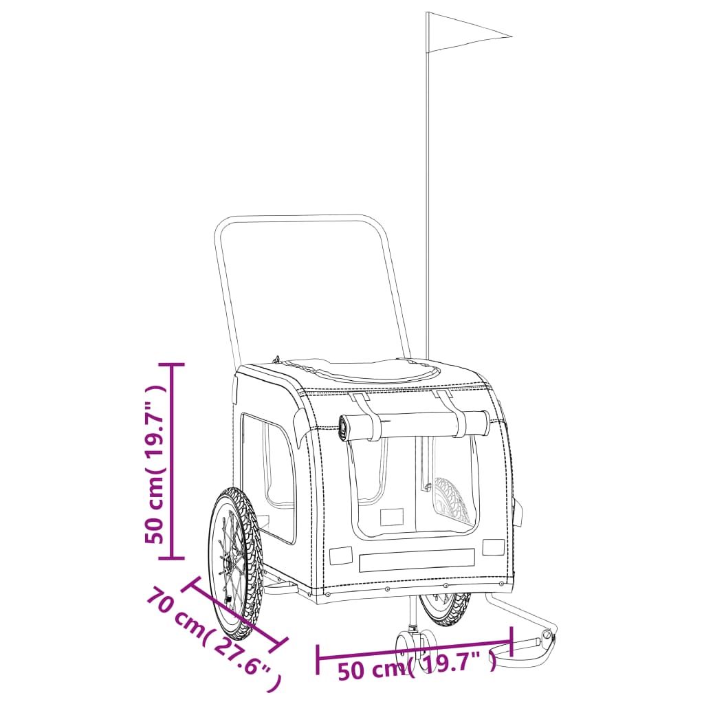 vidaXL Remorque de vélo pour animaux de compagnie vert et gris