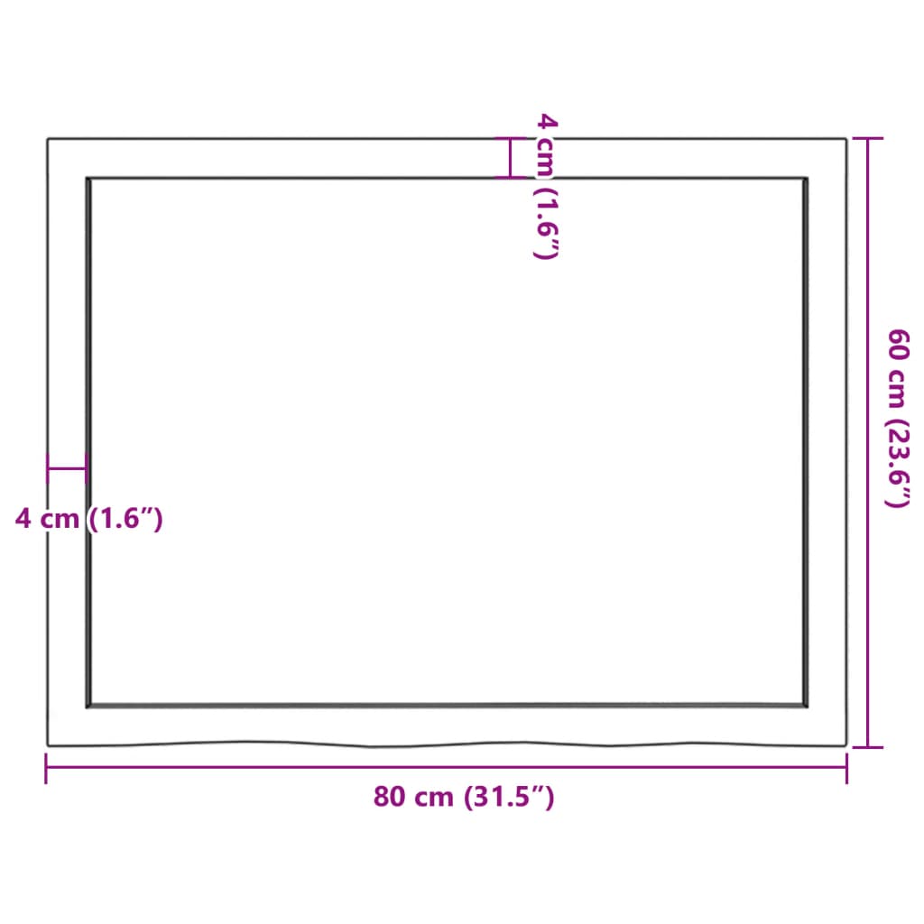 vidaXL Dessus de table 80x60x(2-6) cm bois de chêne massif non traité