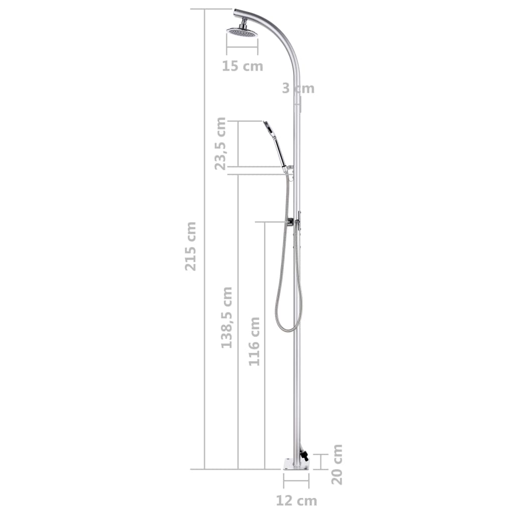 vidaXL Douche de jardin avec base marron 220 cm Aluminium