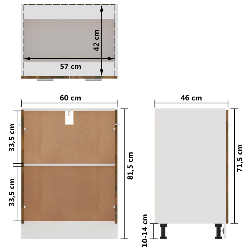 vidaXL Armoire de plancher Chêne fumé 60x46x81,5 cm Bois d'ingénierie