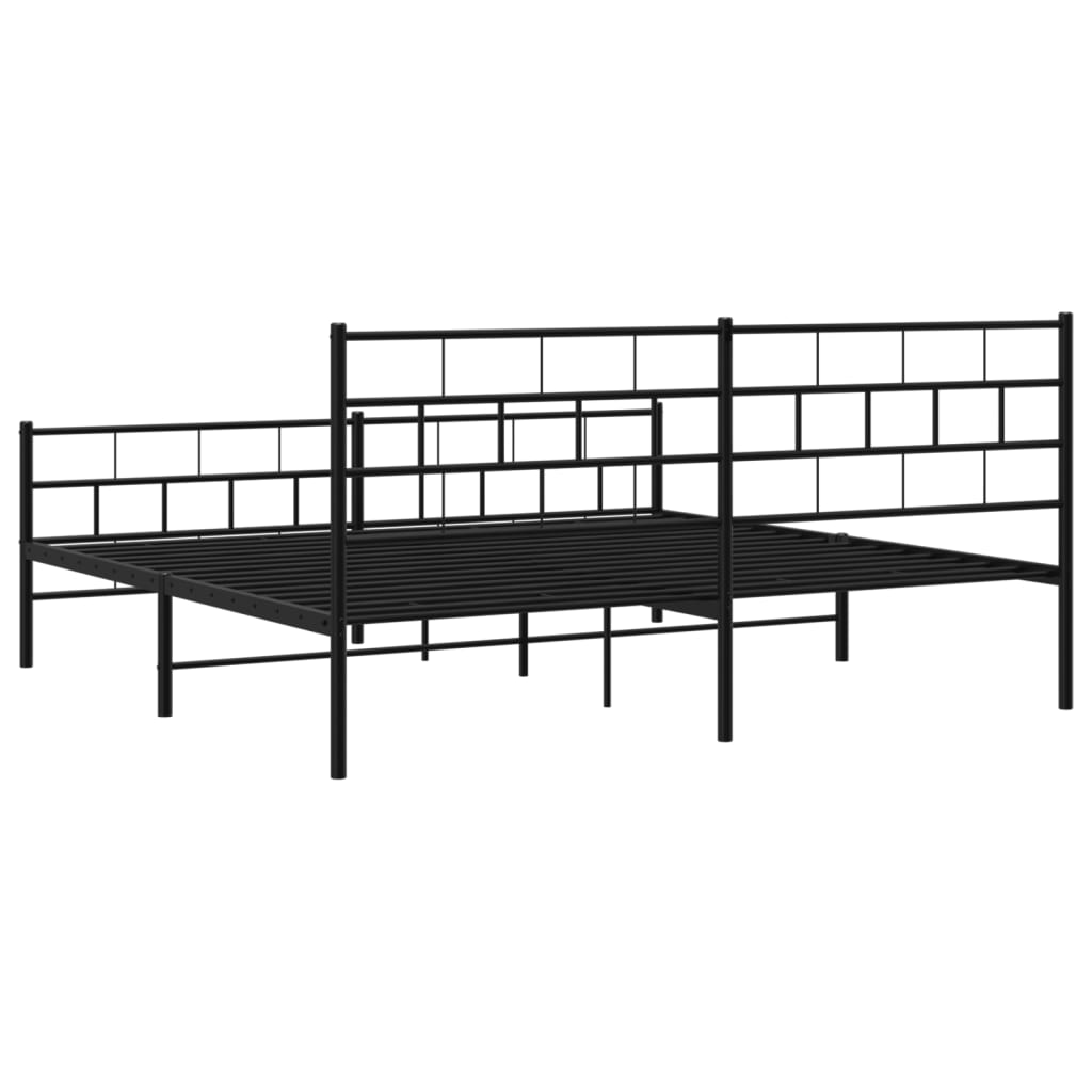 vidaXL Cadre de lit métal sans matelas avec pied de lit noir 183x213cm