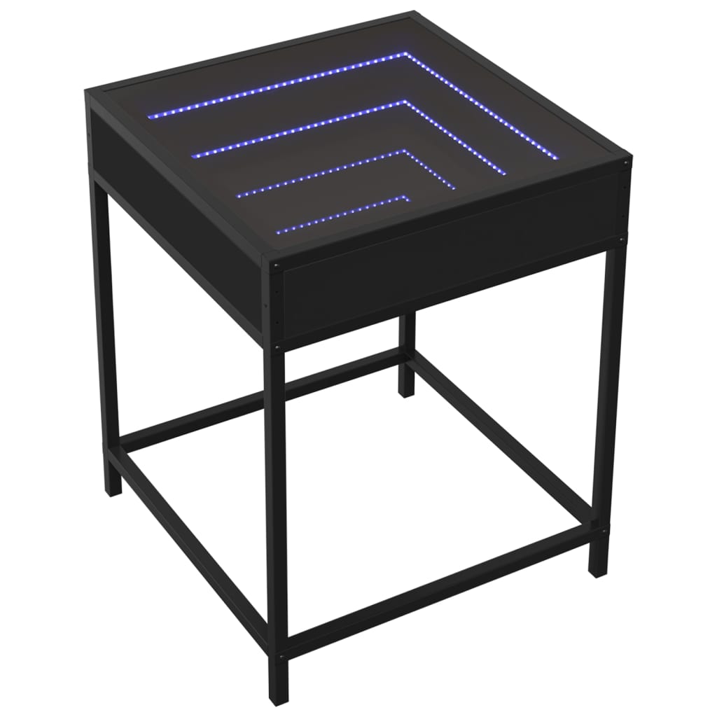 vidaXL Table basse avec LED Infinity noir 40x40x51 cm