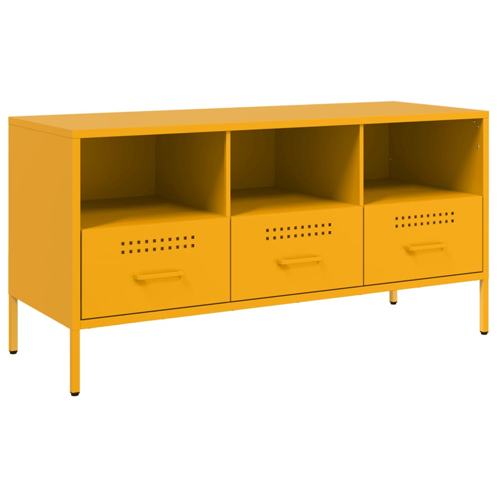 vidaXL Meuble TV jaune moutarde 100,5x39x50,5 cm acier