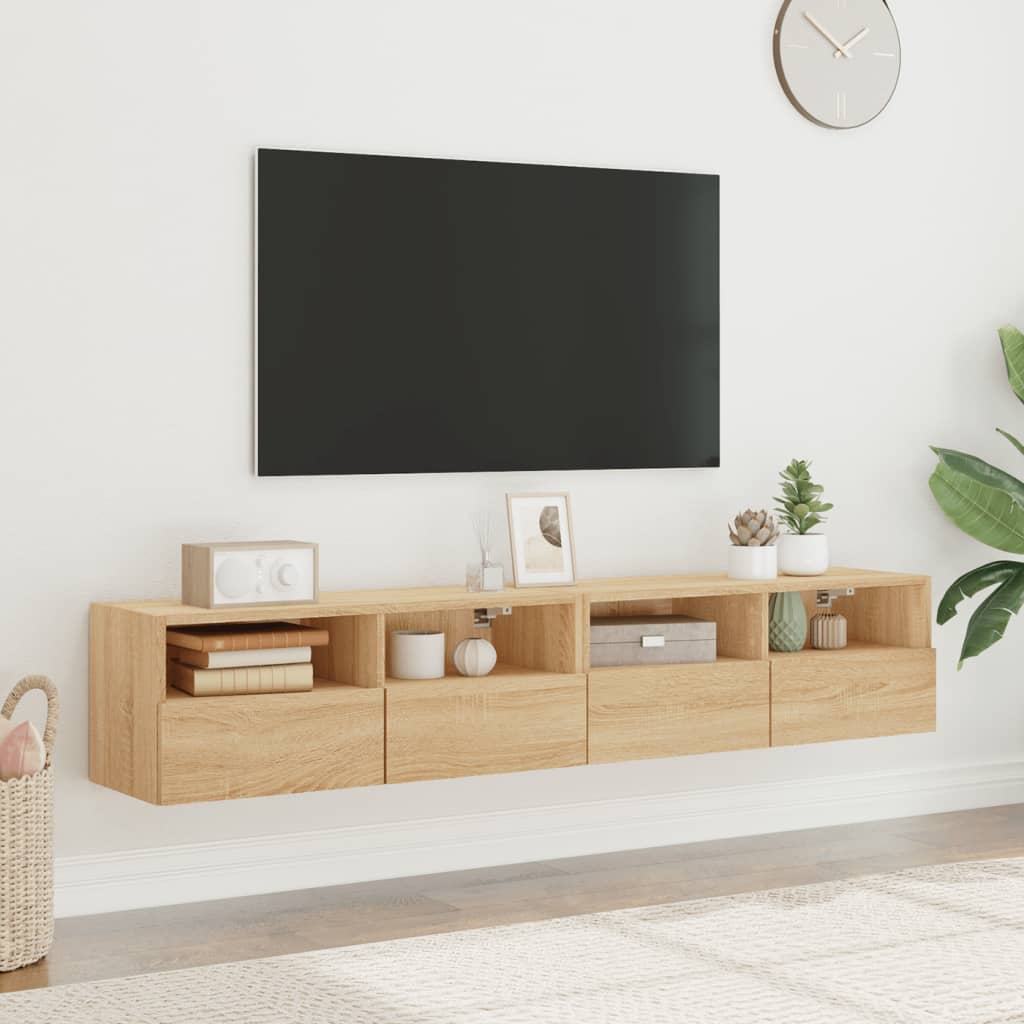 vidaXL Meubles TV muraux 2 pcs chêne sonoma 80x30x30cm bois ingénierie