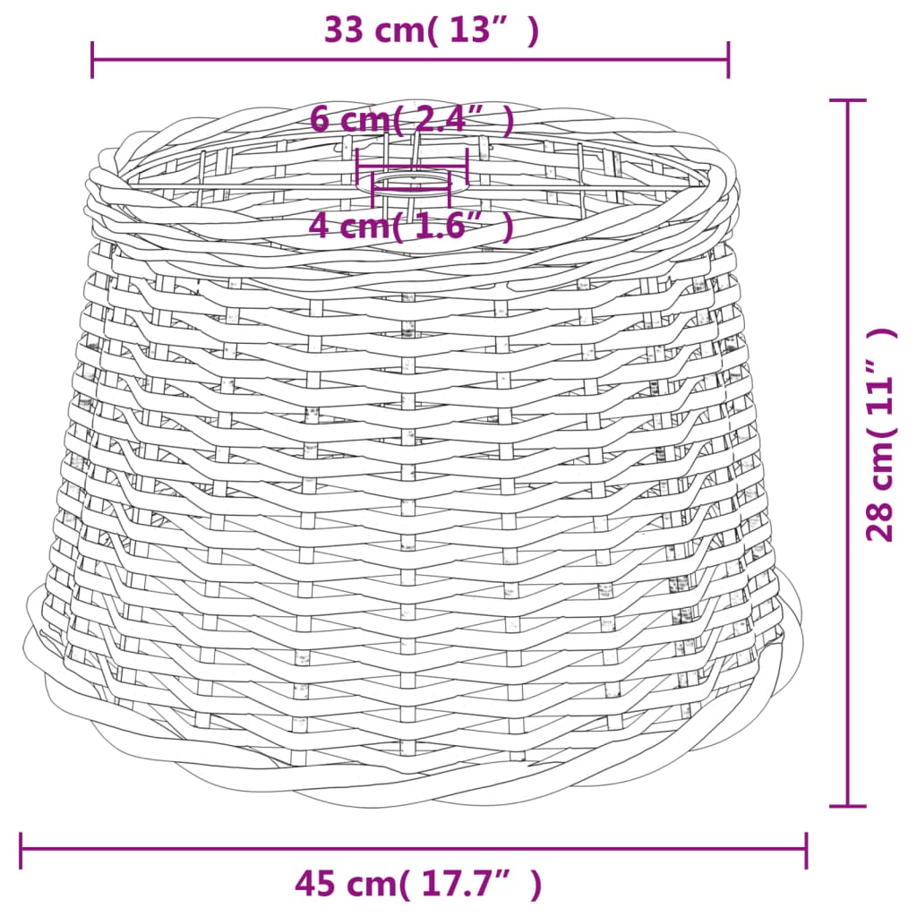 vidaXL Abat-jour de plafonnier blanc Ø45x28 cm osier