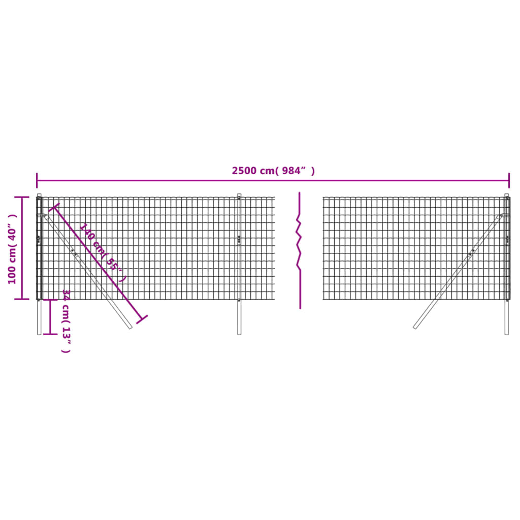 vidaXL Clôture en treillis métallique anthracite 1x25m acier galvanisé