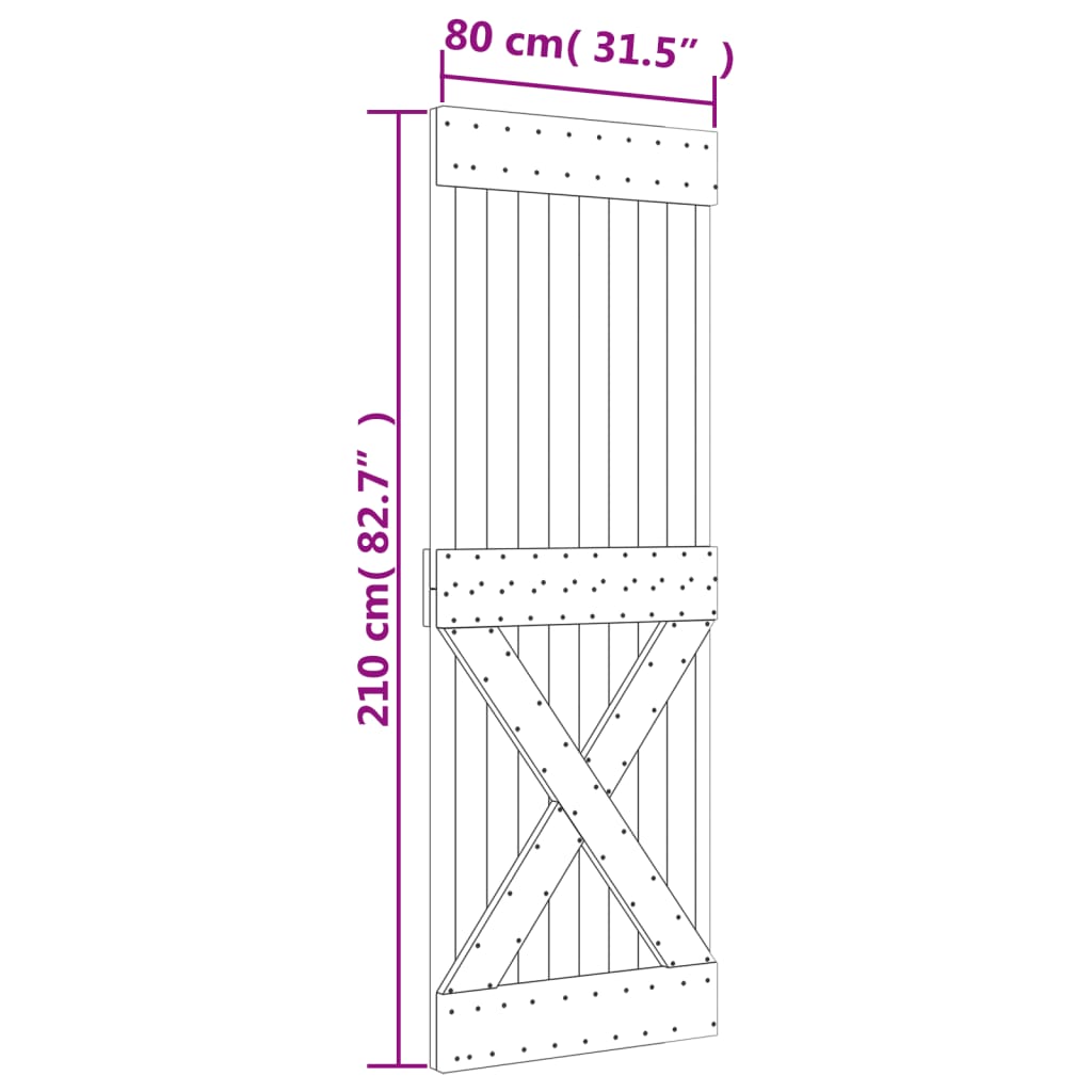 vidaXL Porte coulissante et kit de quincaillerie 80x210 cm pin massif