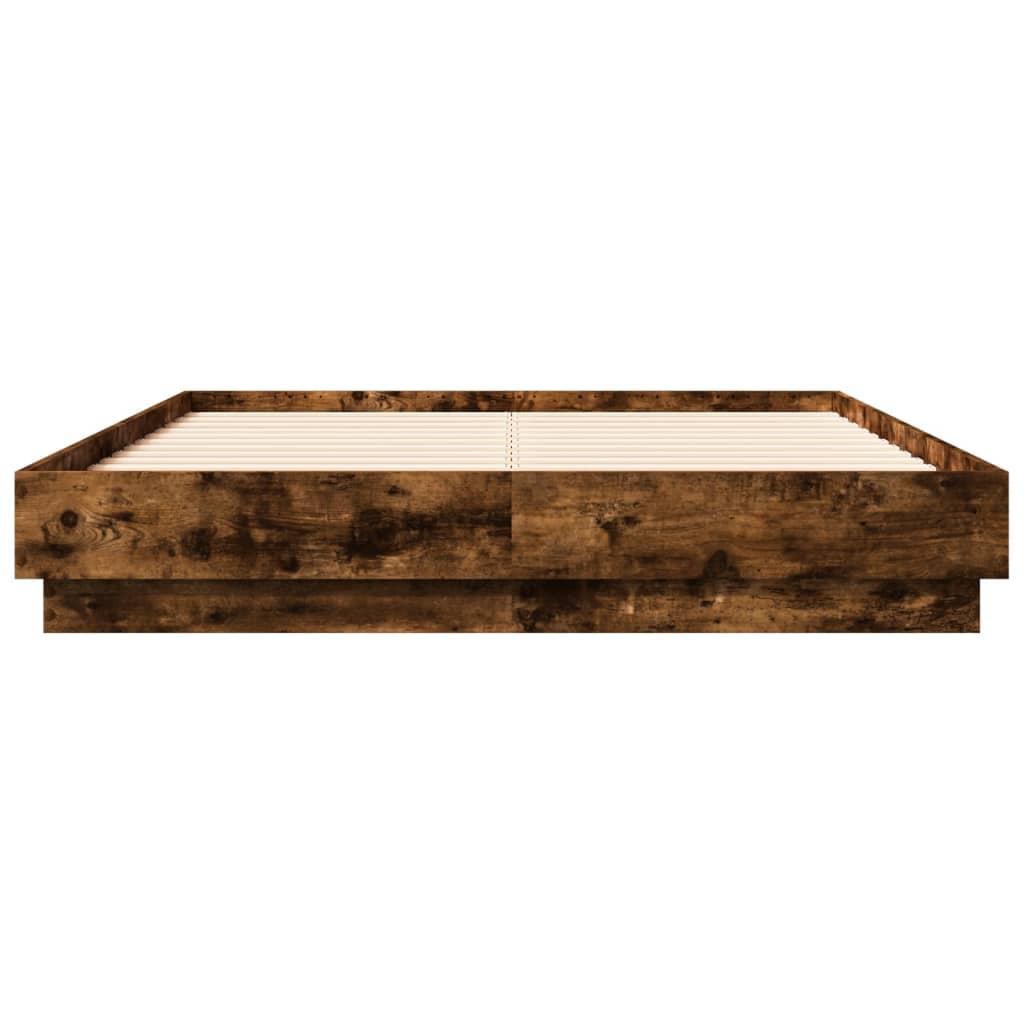 vidaXL Cadre de lit chêne fumé 140x190 cm bois d'ingénierie