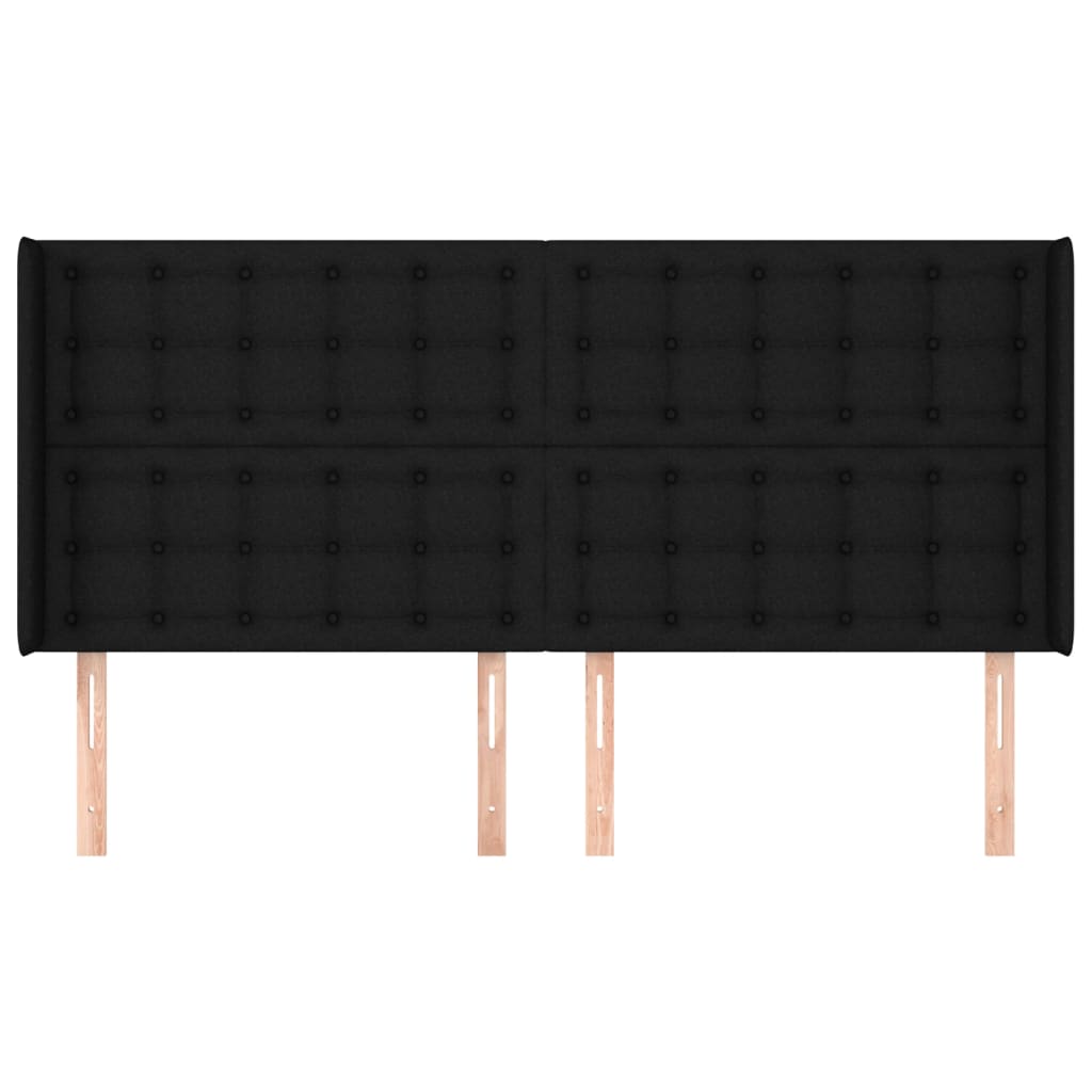 vidaXL Tête de lit avec oreilles Noir 183x16x118/128 cm Tissu