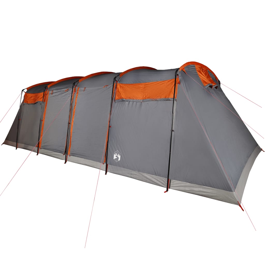 vidaXL Tente familiale tunnel 10 personnes gris et orange imperméable