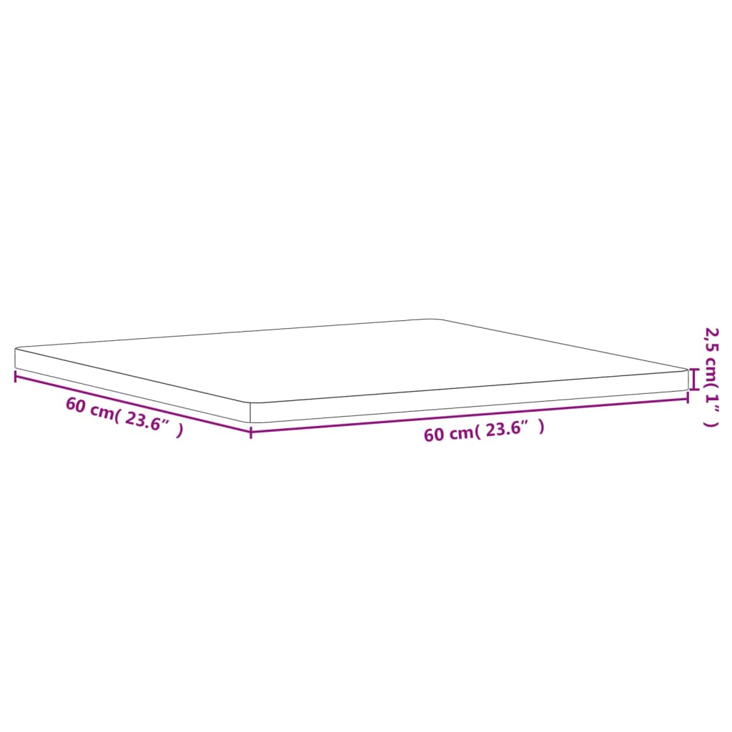 vidaXL Dessus de table 60x60x2,5 cm carré bois massif de hêtre