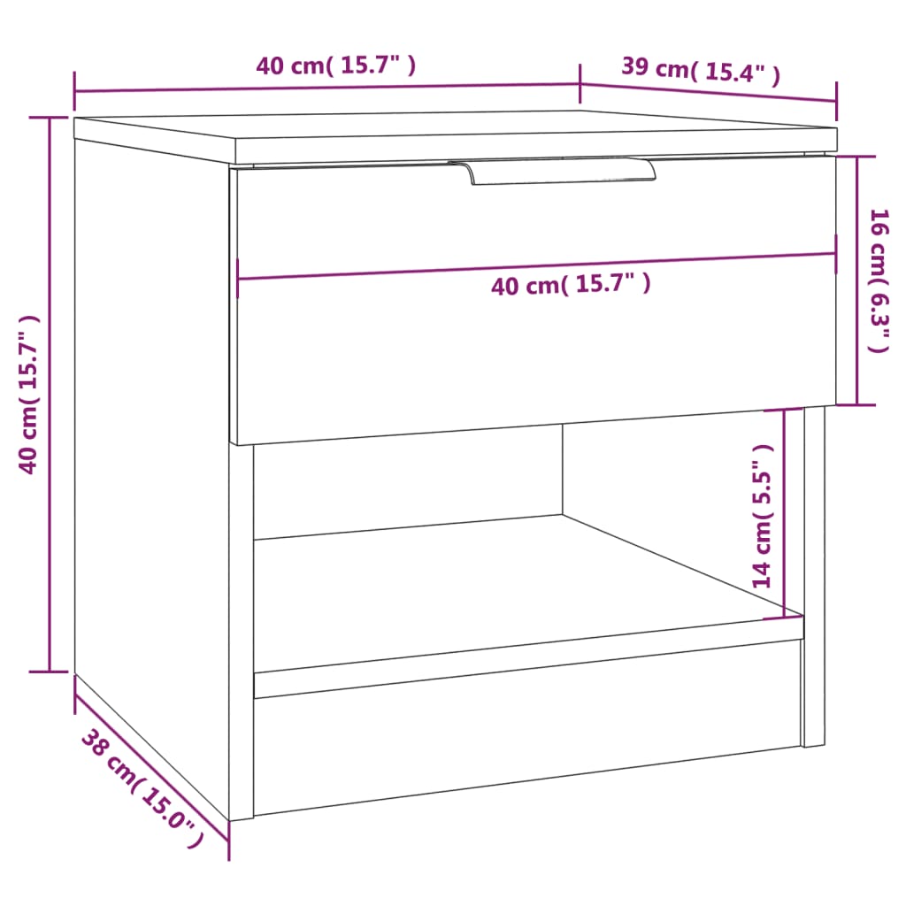 vidaXL Tables de chevet 2 pcs Chêne fumé Bois d'ingénierie