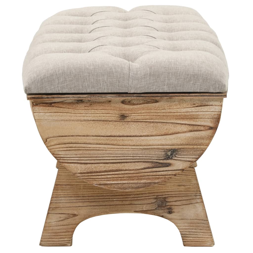 vidaXL Banc de rangement Bois massif et tissu 103 x 51 x 44 cm