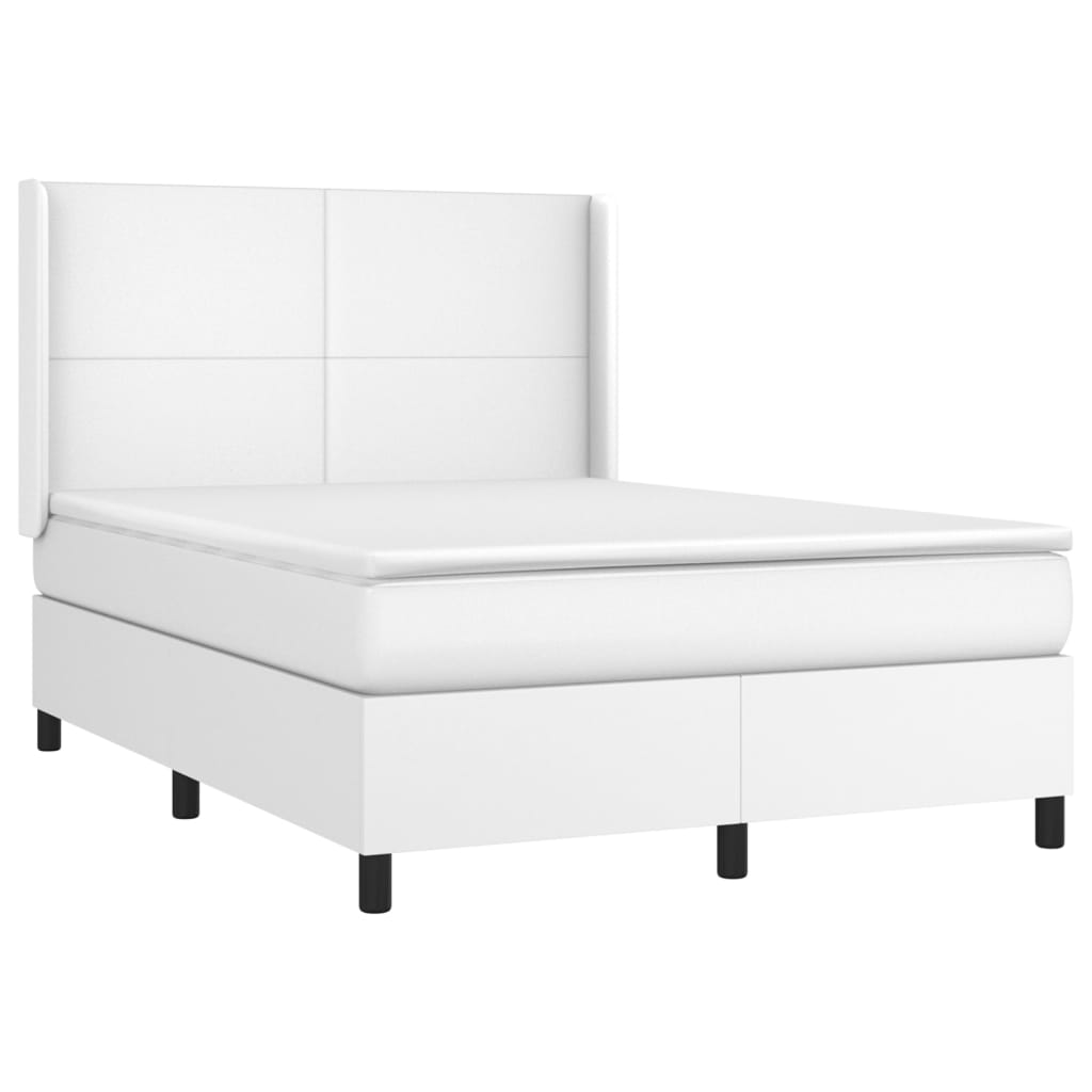 vidaXL Sommier à lattes de lit matelas LED Blanc 140x200 cm Similicuir