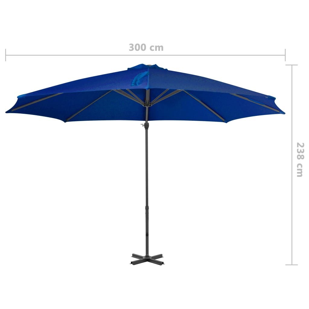 vidaXL Parasol de jardin en porte-à-faux mât en aluminium bleu azuré