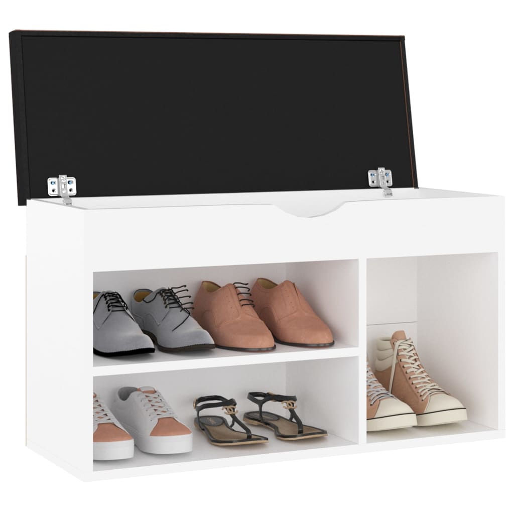 vidaXL Banc à chaussures avec coussin Blanc Bois d'ingénierie