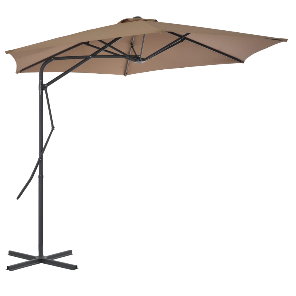 vidaXL Parasol d'extérieur avec mât en acier 300 cm Taupe