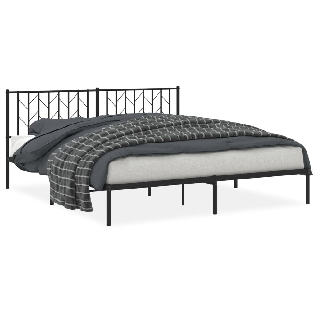 vidaXL Cadre de lit métal sans matelas avec tête de lit noir 183x213cm