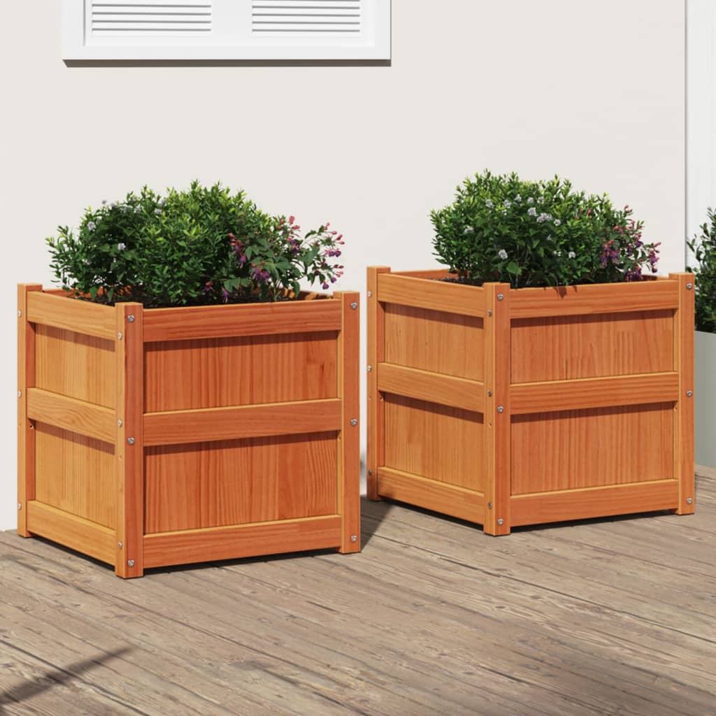 vidaXL Jardinières 2 pcs cire marron bois de pin massif