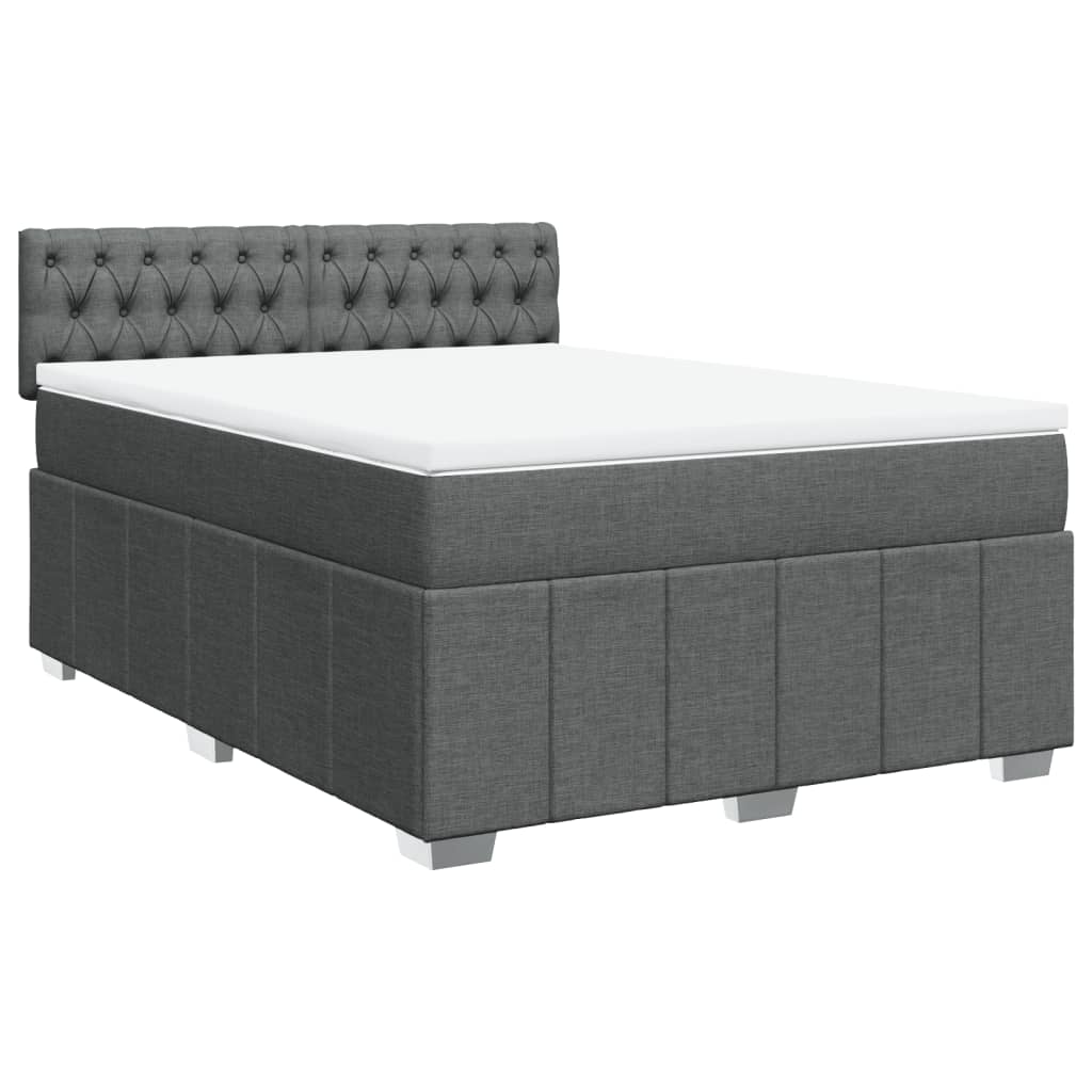 vidaXL Sommier à lattes de lit avec matelas Gris foncé 140x200cm Tissu