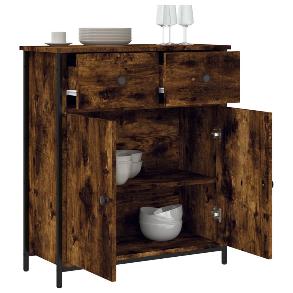 vidaXL Buffet chêne fumé 70x30x80 cm bois d'ingénierie