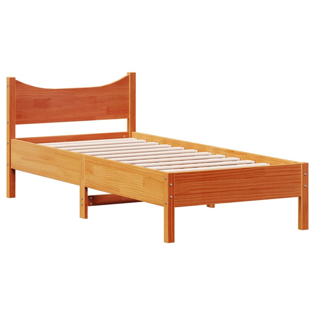 vidaXL Cadre de lit sans matelas cire marron 75x190 cm bois pin massif