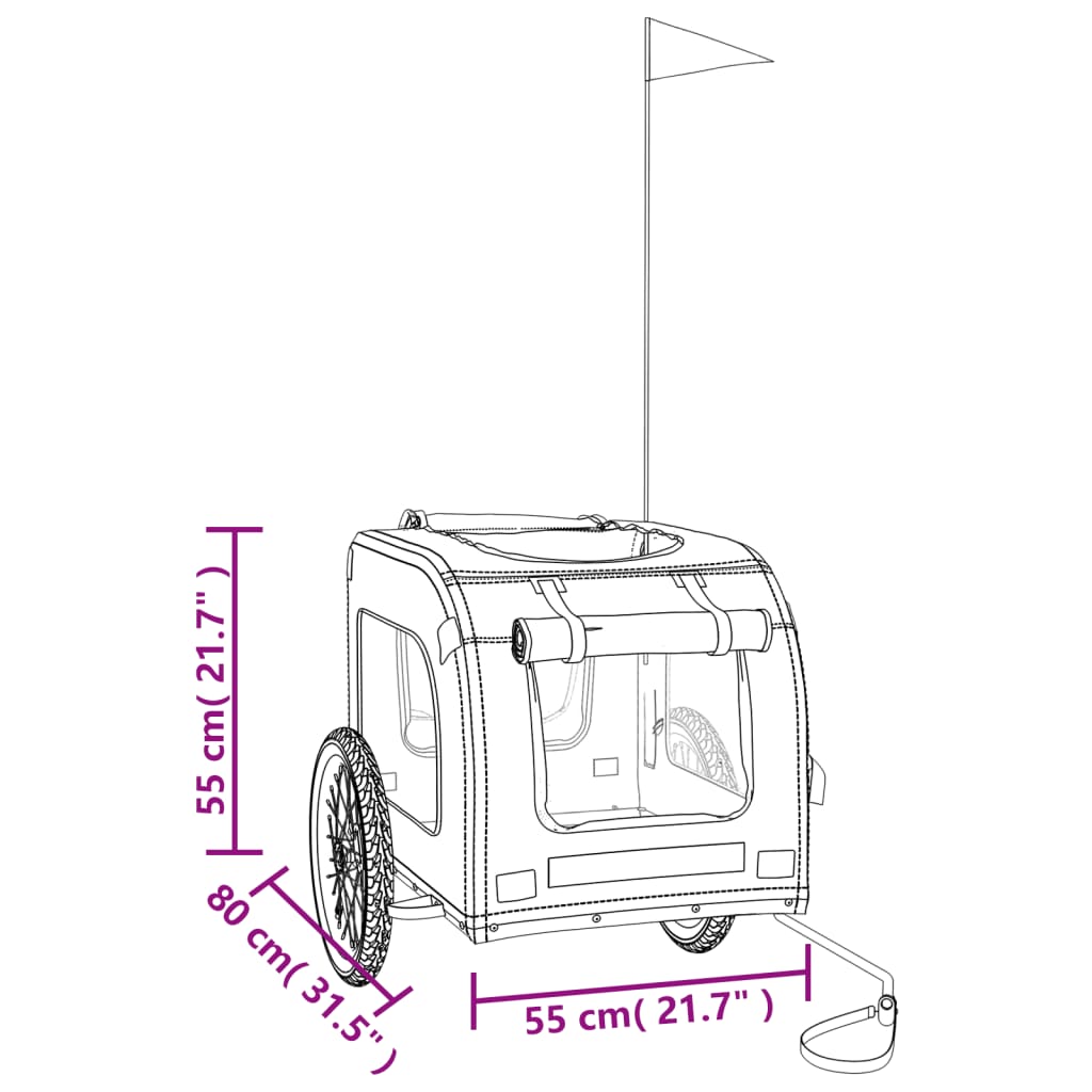 vidaXL Remorque de vélo pour animaux de compagnie gris et noir