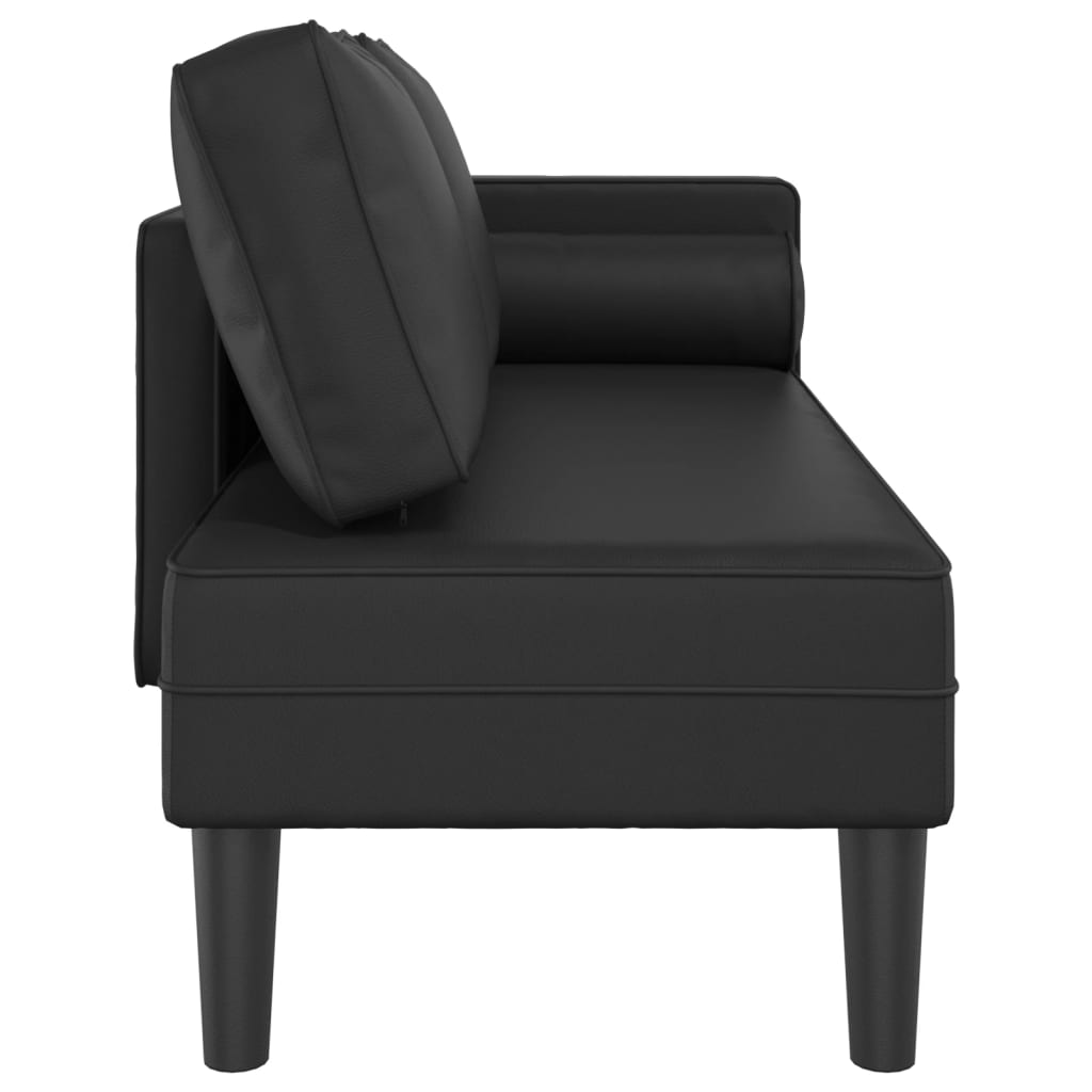 vidaXL Chaise longue avec coussins noir similicuir