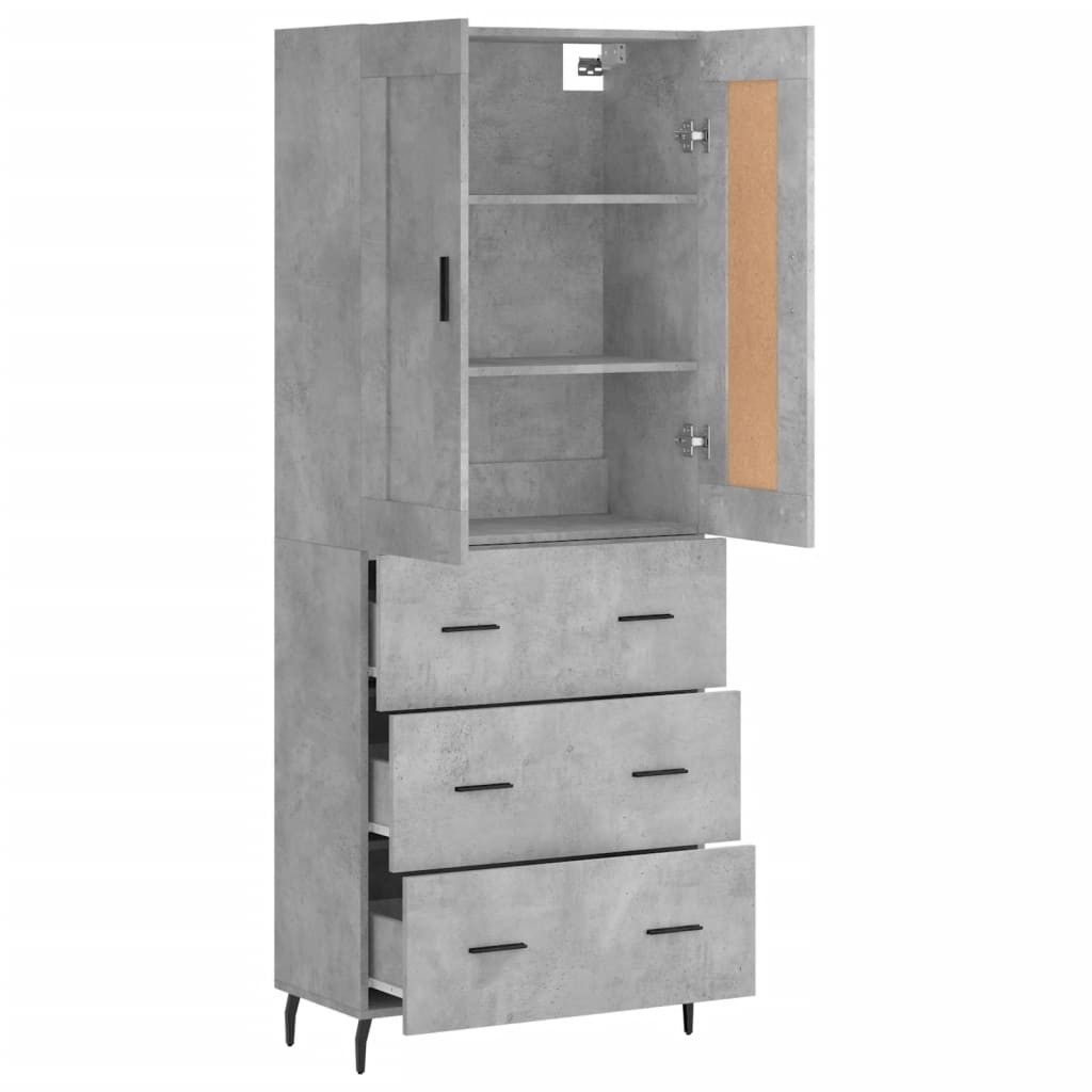 vidaXL Buffet haut Gris béton 69,5x34x180 cm Bois d'ingénierie