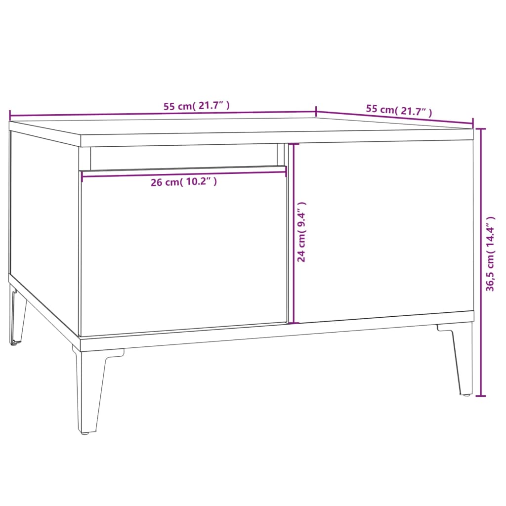 vidaXL Table basse noir 55x55x36,5 cm bois d'ingénierie