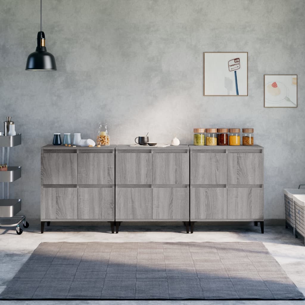 vidaXL Buffets 3 pcs sonoma gris 60x35x70 cm bois d'ingénierie