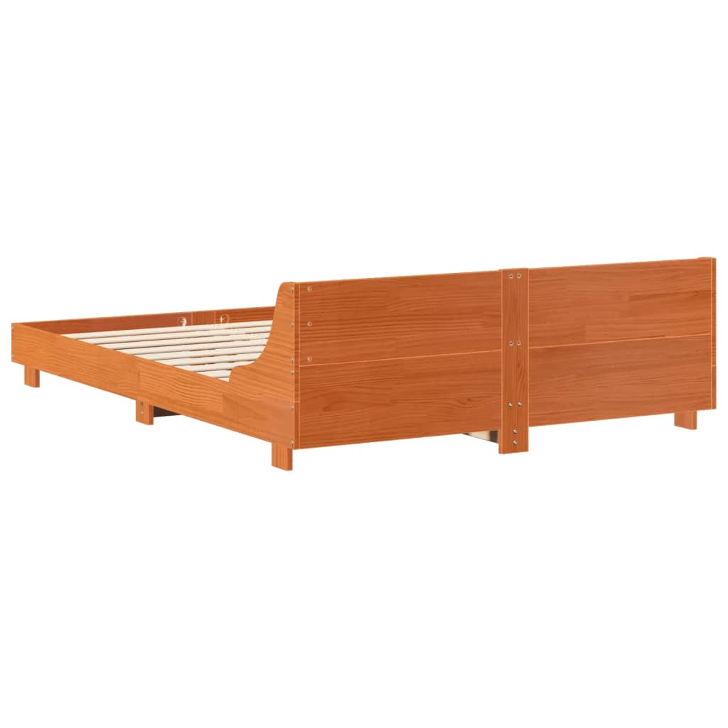 vidaXL Cadre de lit sans matelas cire marron 160x200cm bois pin massif