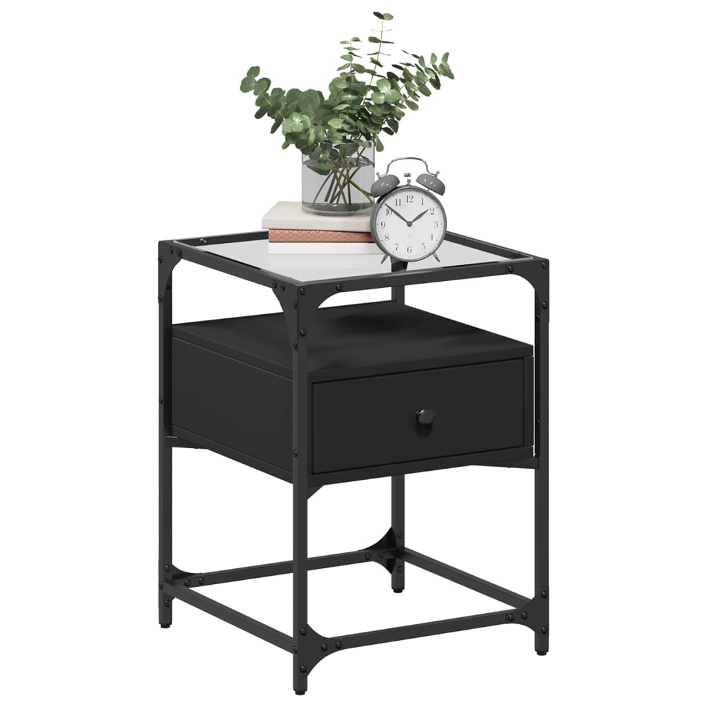 vidaXL Table de chevet noir 40x40x55 cm bois d'ingénierie