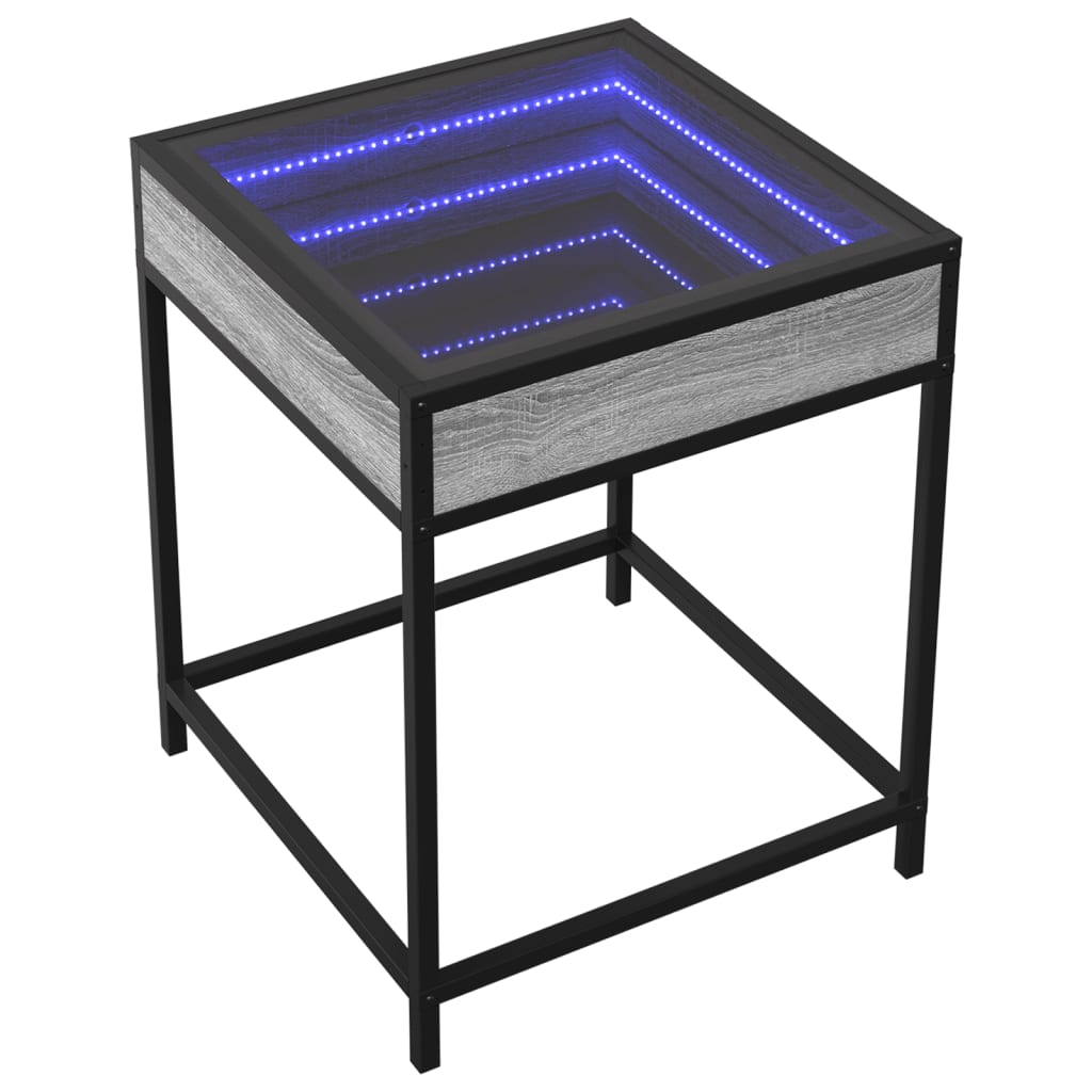 vidaXL Table de chevet avec LED infini sonoma gris 40x40x51 cm