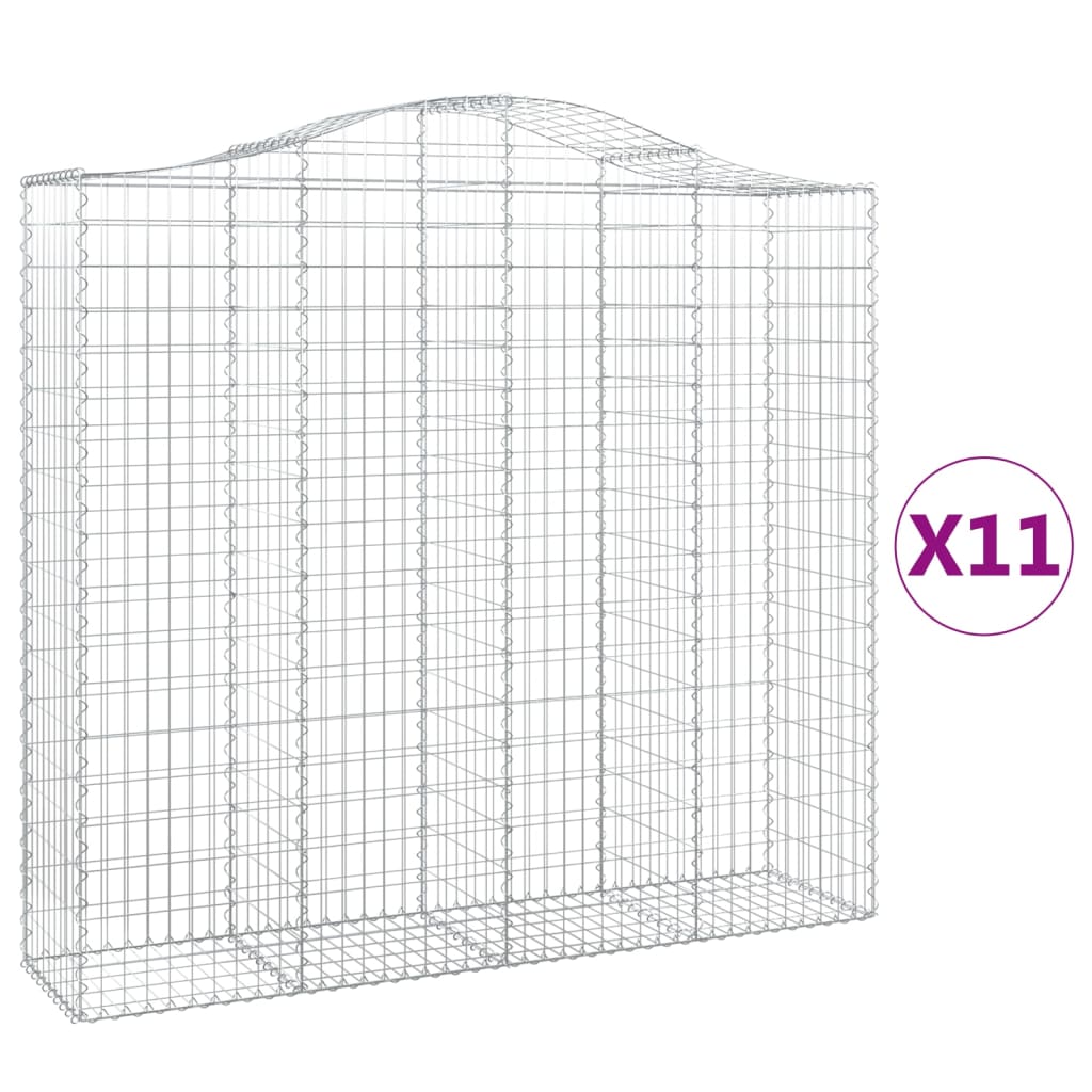 vidaXL Paniers à gabions arqués 11 pcs 200x50x180/200 cm Fer galvanisé