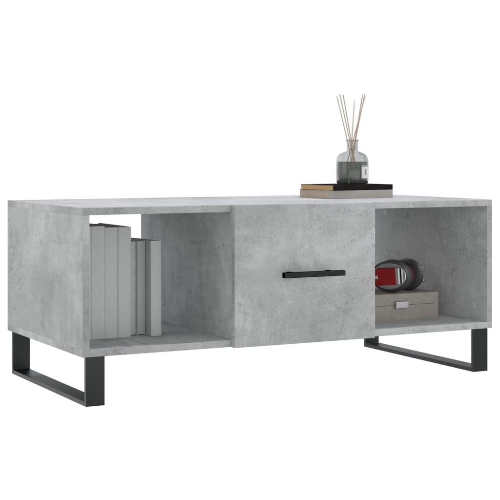 vidaXL Table basse gris béton 102x50x40 cm bois d'ingénierie