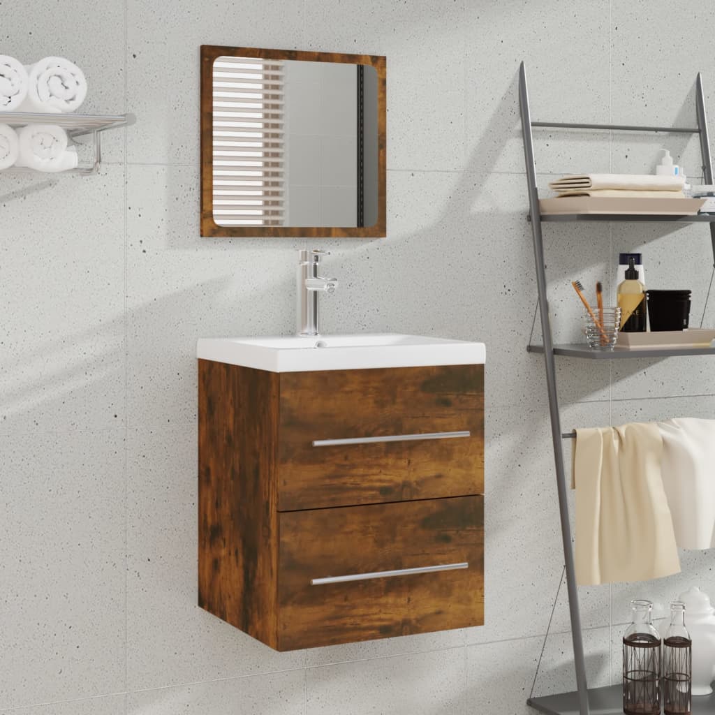 vidaXL Armoire de salle de bain avec miroir Chêne fumé 41x38,5x48 cm