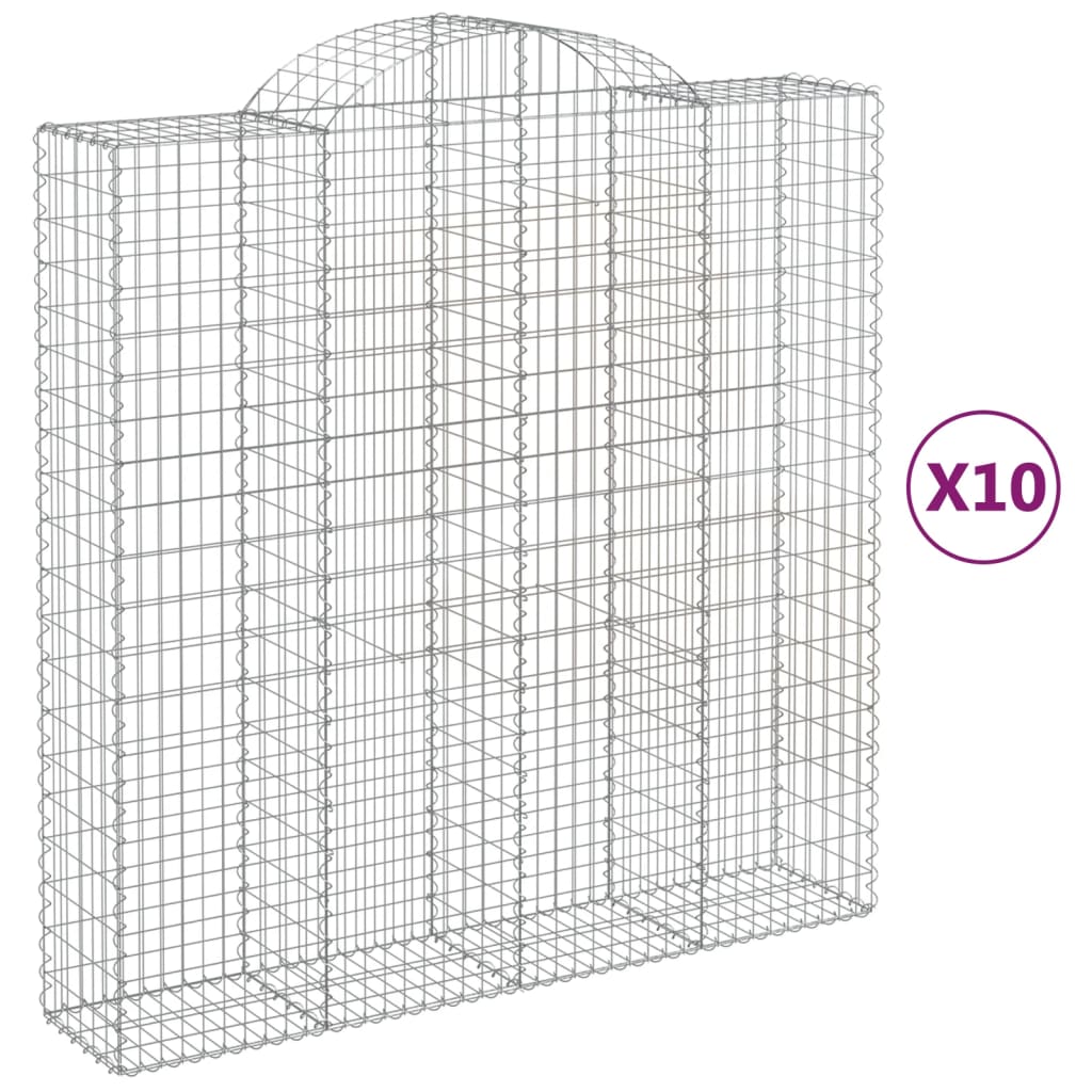 vidaXL Paniers à gabions arqués 10 pcs 200x50x200/220 cm Fer galvanisé