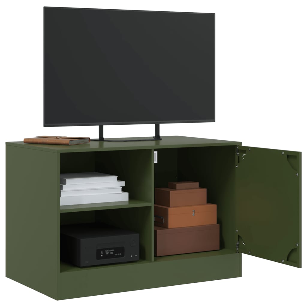 vidaXL Meuble TV vert olive 67x39x44 cm acier