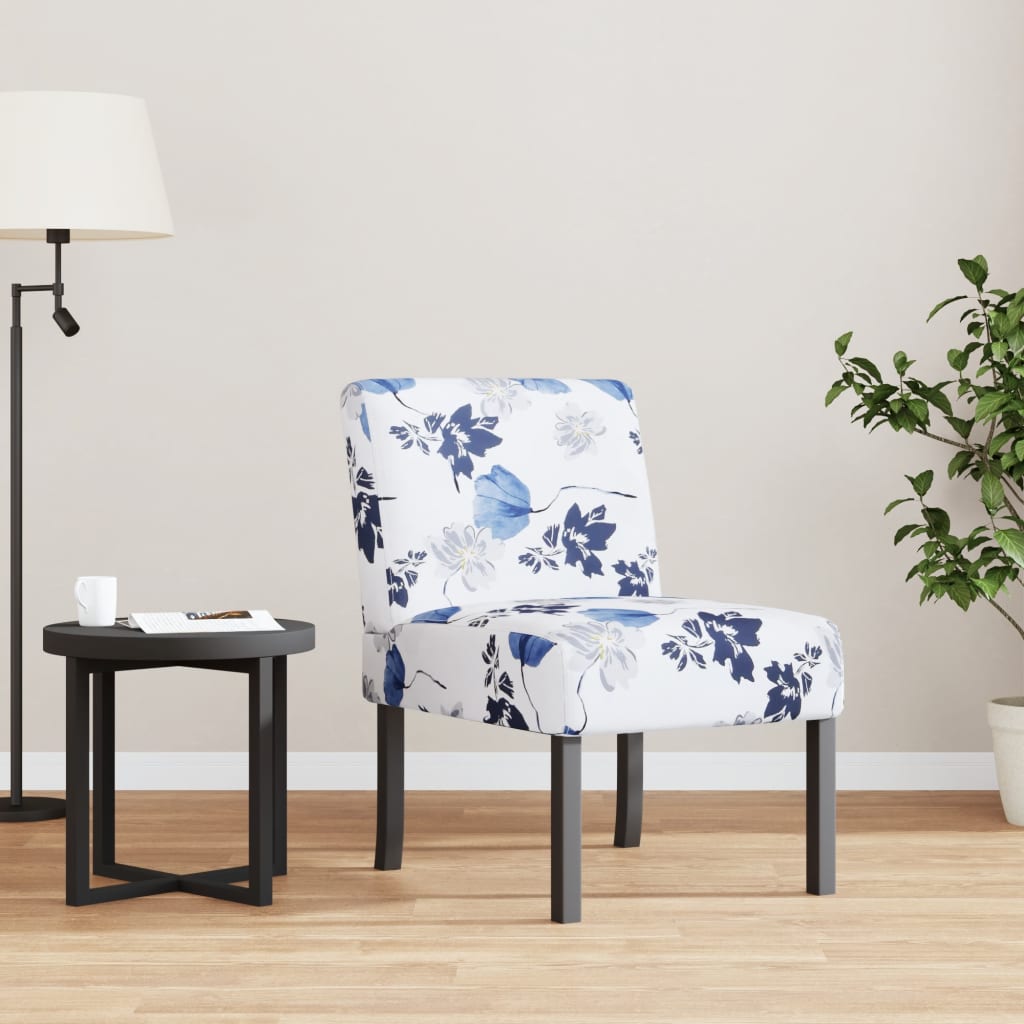 vidaXL Fauteuil sans accoudoirs bleu tissu avec fleurs