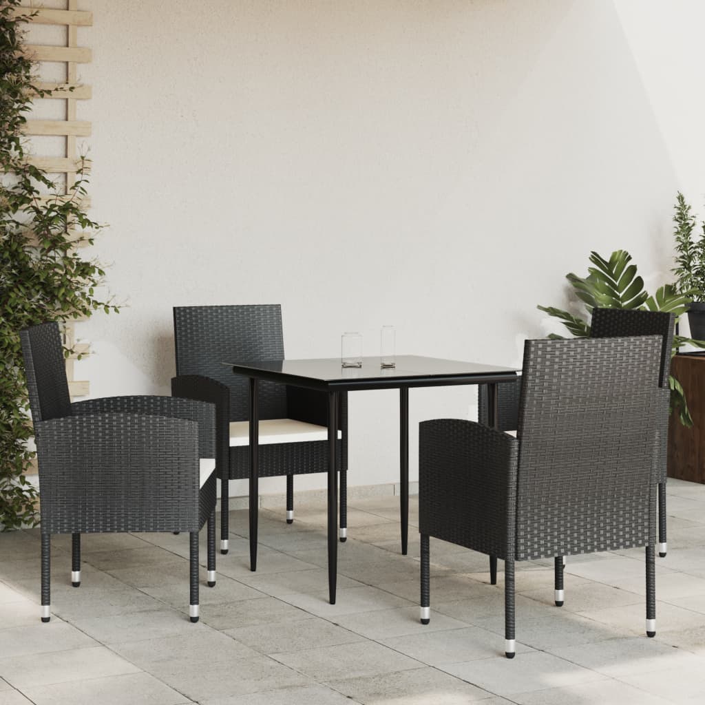 vidaXL Ensemble à manger de jardin 5 pcs noir résine tressée et acier