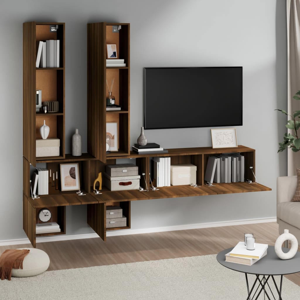 vidaXL Meuble TV mural Chêne marron Bois d'ingénierie